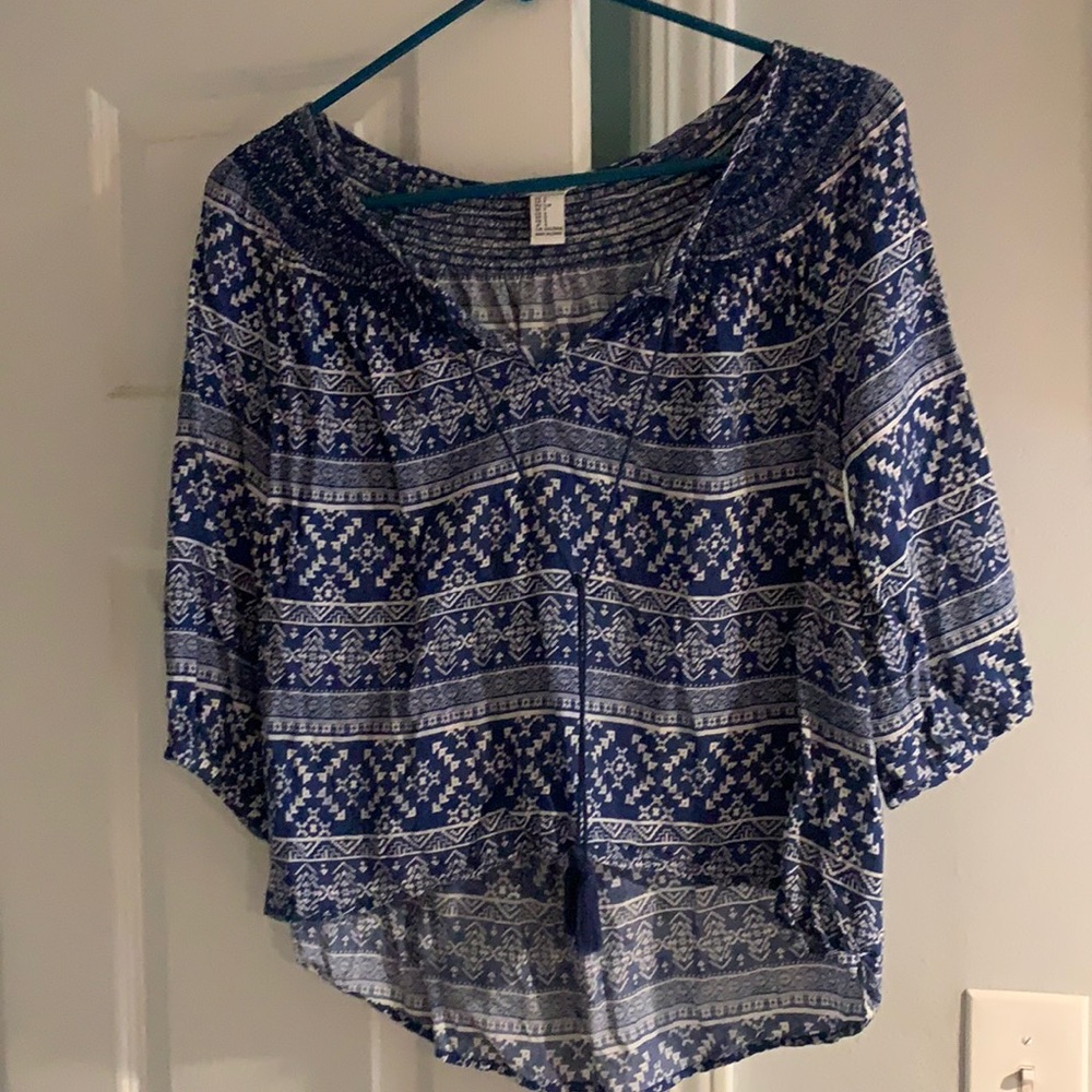 Aztec blue blouse